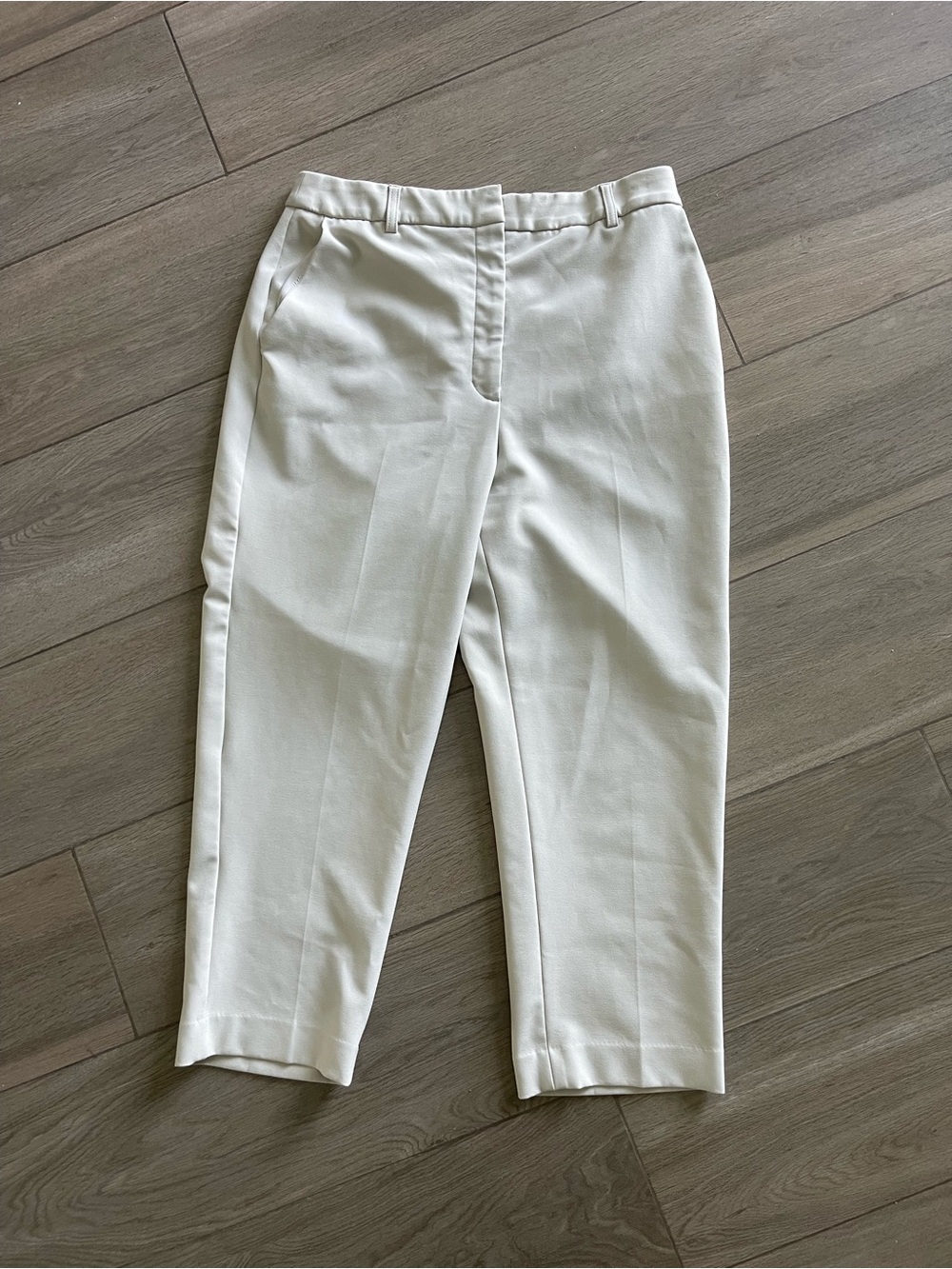 Express Editor Straight Leg Cream Cropped Tailored Pants 10S